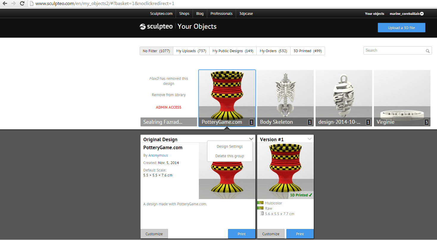 3D file settings on sculpteo.com