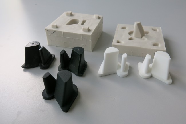A silicon mold made from a 3D printed master and the part casted in urethane