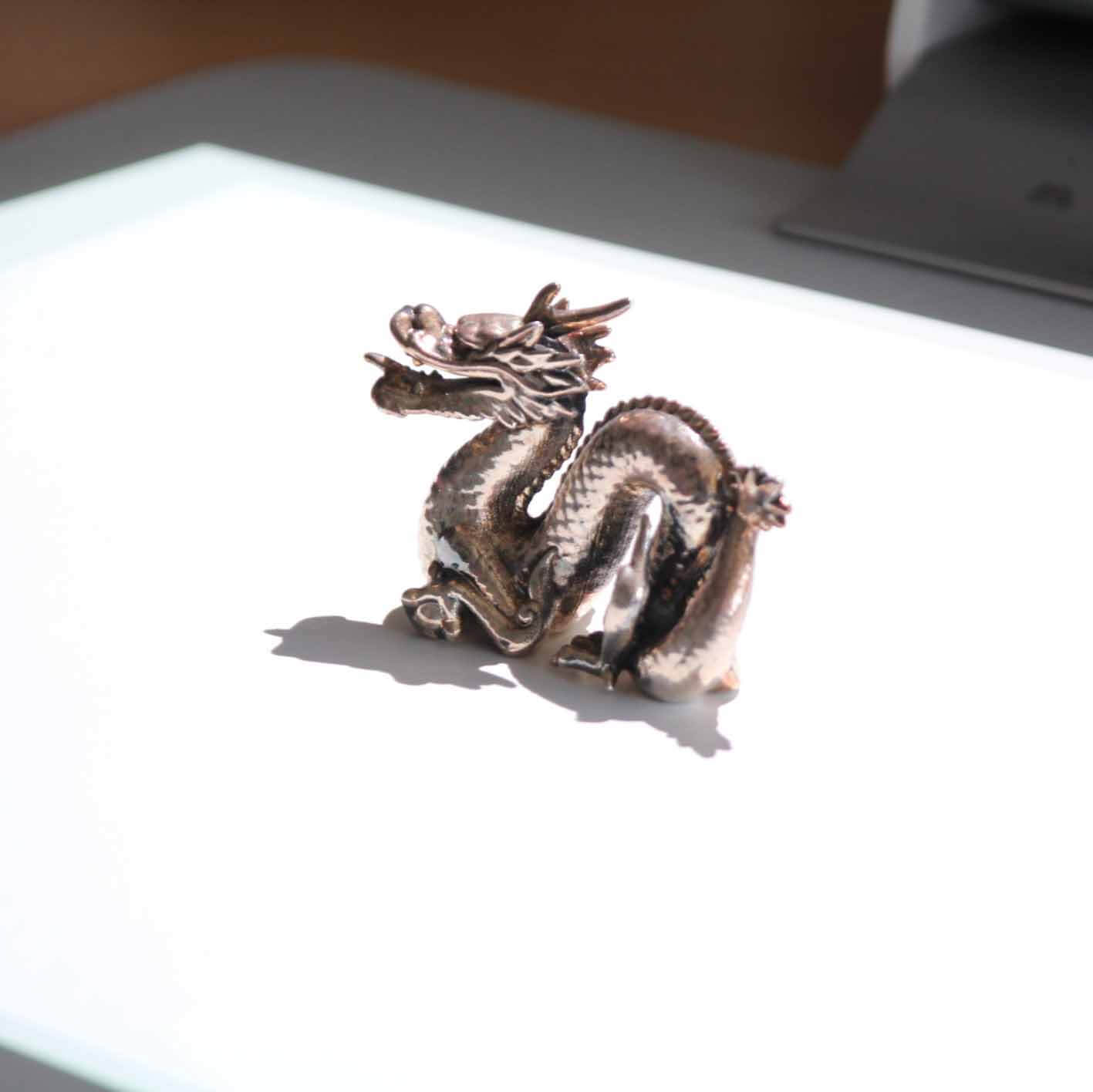 impression 3d metal silver dragon