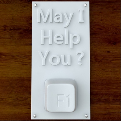 'May I Help YOu?' sign