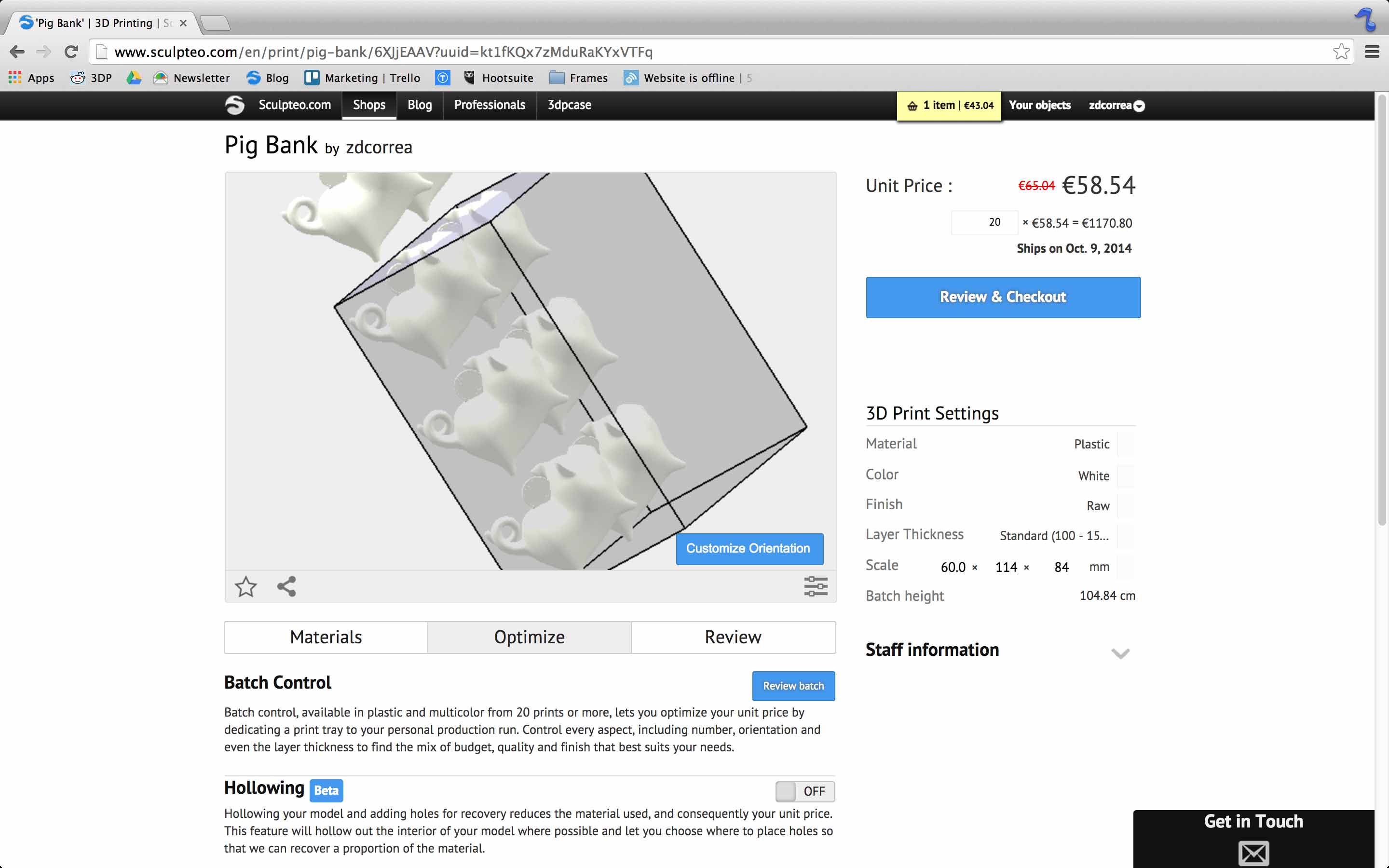 Batch Control of 3D model