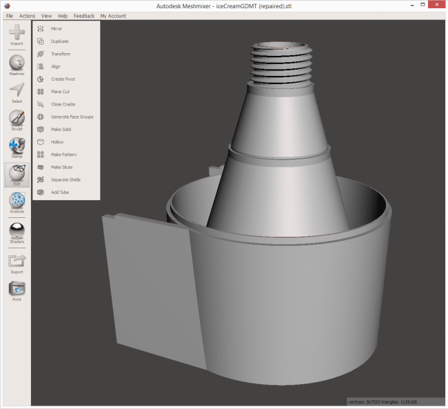 Mechanical part before 3D Printing optimization