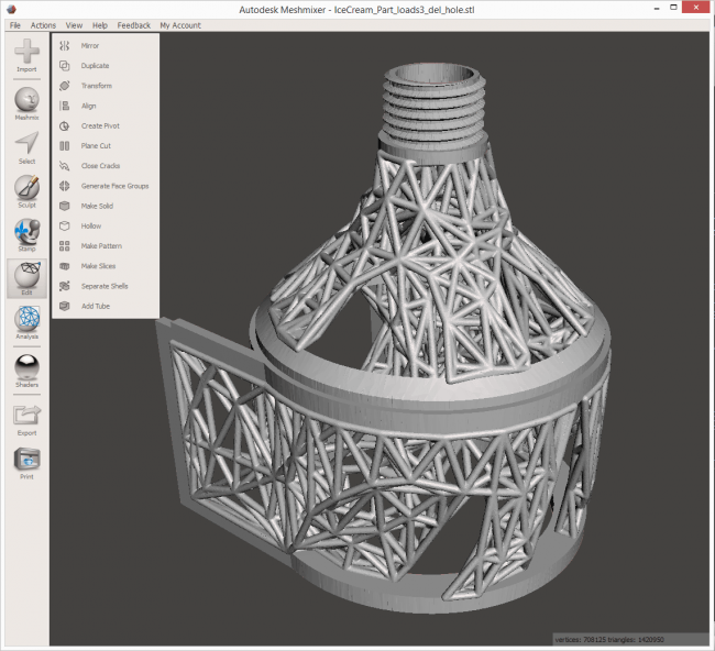 Lightweight structures on mechanical part