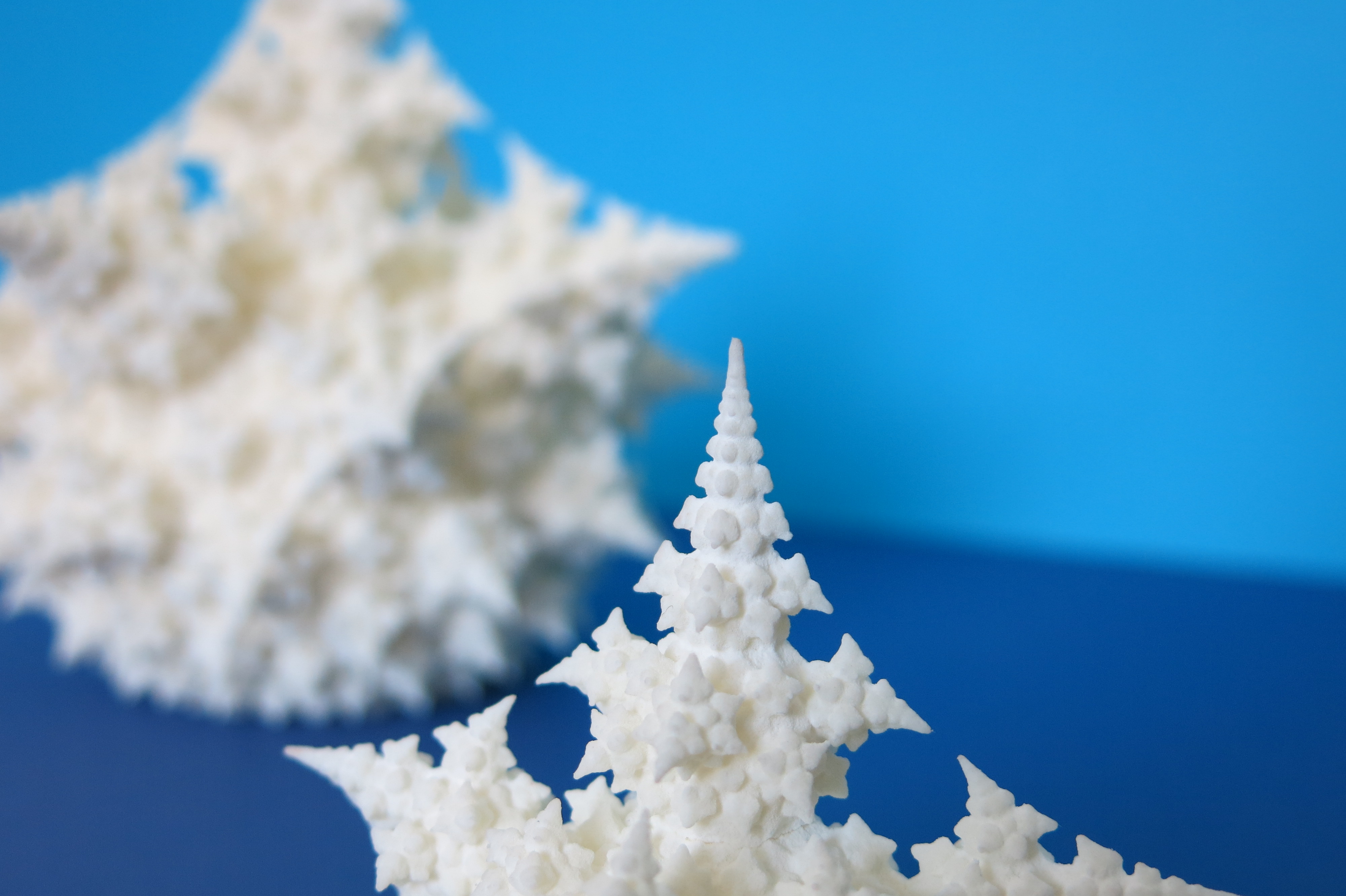 Details of a 3D printed fractal in front of it’s full version