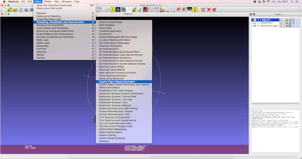 Reducción de polígonos con software Meshlab