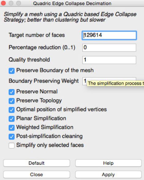 Quadratic Edge Collapse Detection Meshlab