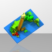 3D- World map by population and per capita income