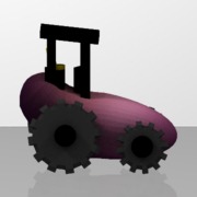 Tiny Aubergine tractor 4cm