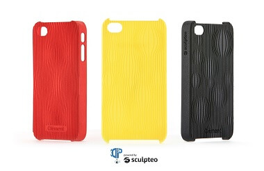 Coques de smartphones imprimées en 3D par Sculpteo via
l 'application mobile 3DP Case
