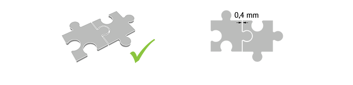 Assembly minimum gap distance requirement for 3D printed resin of 0.4 mm