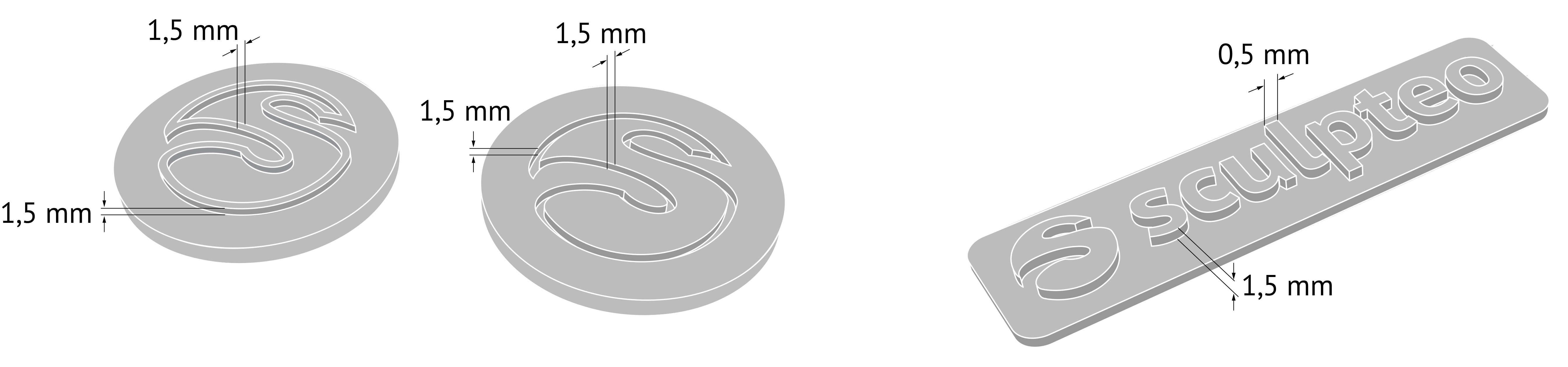 Diagram to show the etching and embossing depths for 3D printed Flexible_plastic