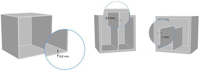 Diagram to show the minimum thicknessof your 3D print model
