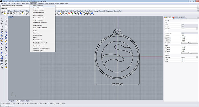 Rhino linear dimension tool