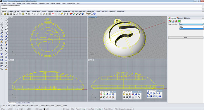 Rhino assign material by : object