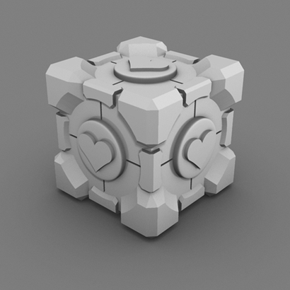 Portal Companion Cube (Solid Extruded Hearts)