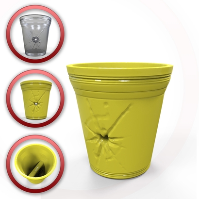 Shot glass with gunshot