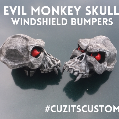 Evil Monkey Skull-Windshield Bumper