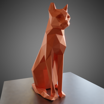 Sitting cat low poly