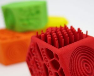 Nylon PA12 in orange, green, yellow and red