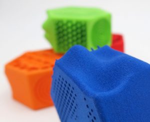 Nylon PA12 in orange, green, red and blue