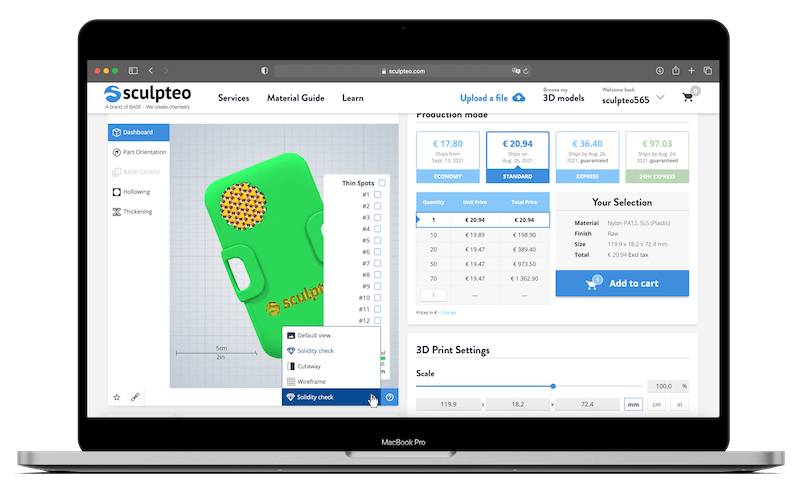 Online 3D printing service