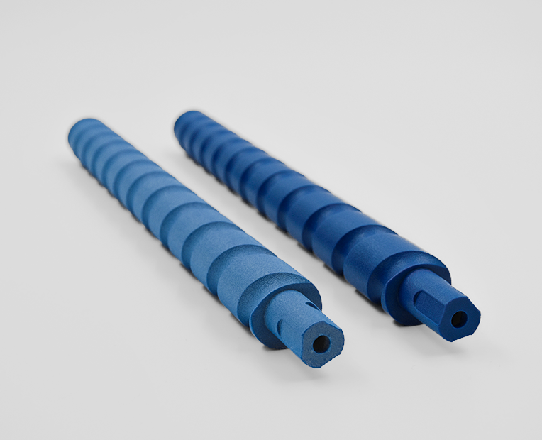 Raw and chemically smoothed blue PA12
