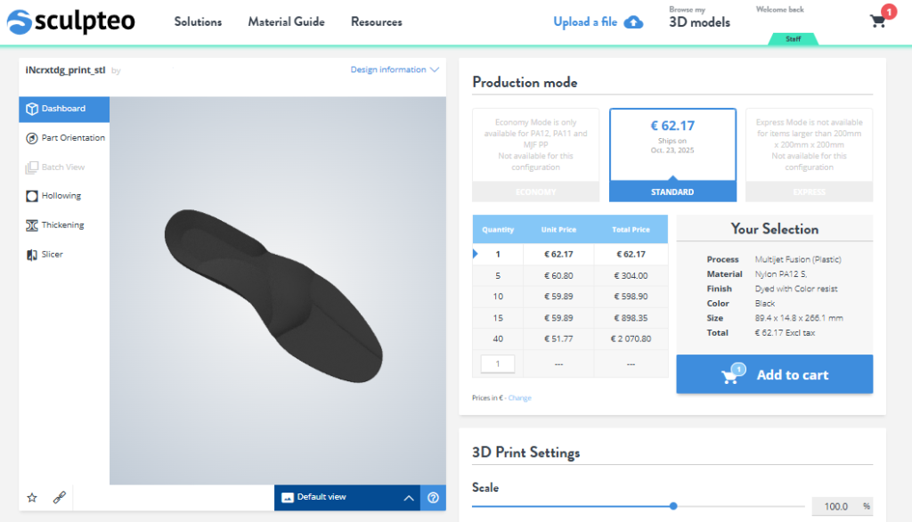 MJF PA12 S - orthopedic insole upload En